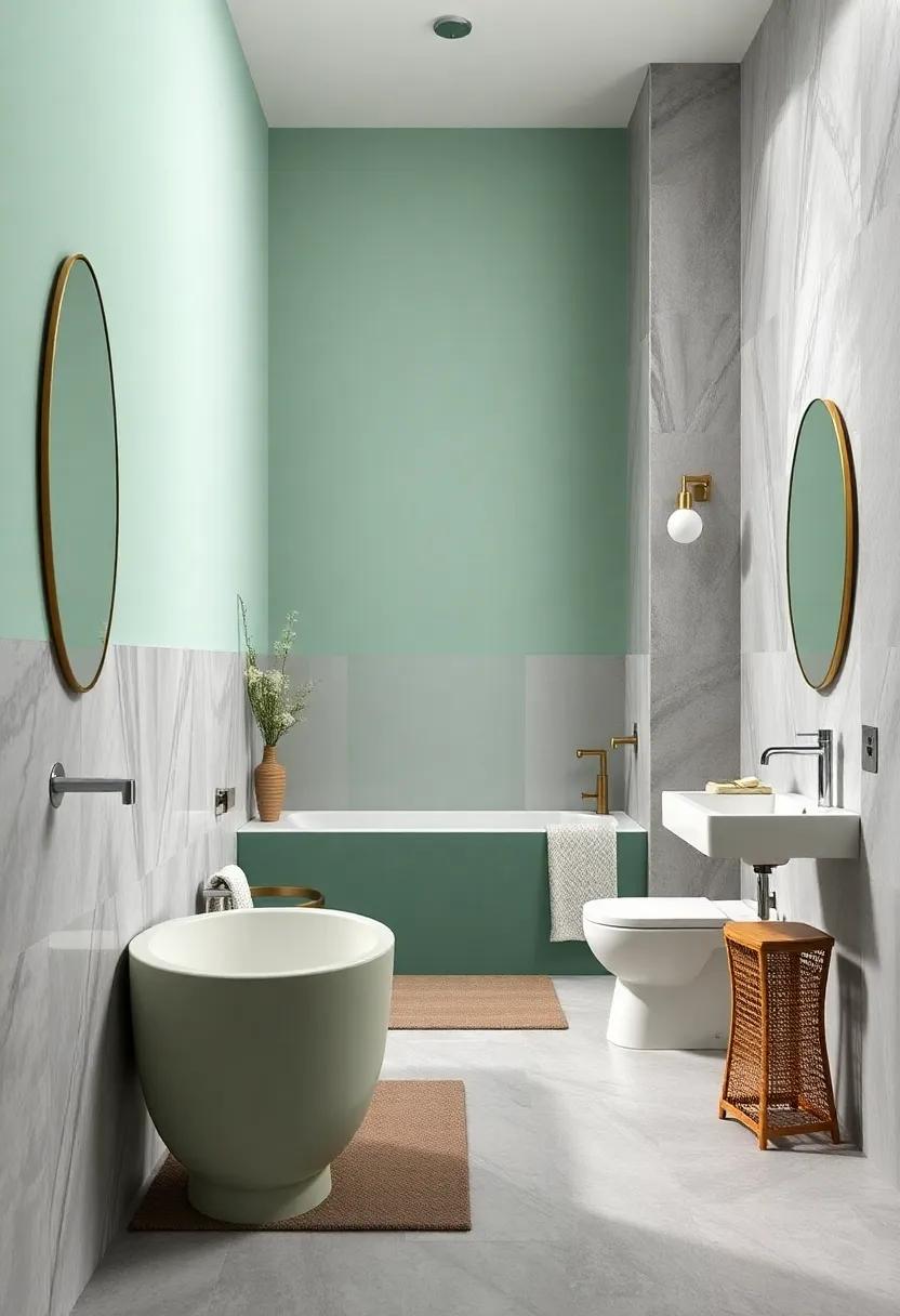 Cheerful mint and ⁤Light⁤ Gray: Freshen up your bathroom with mint green creating a cheerful ​atmosphere when paired with light gray