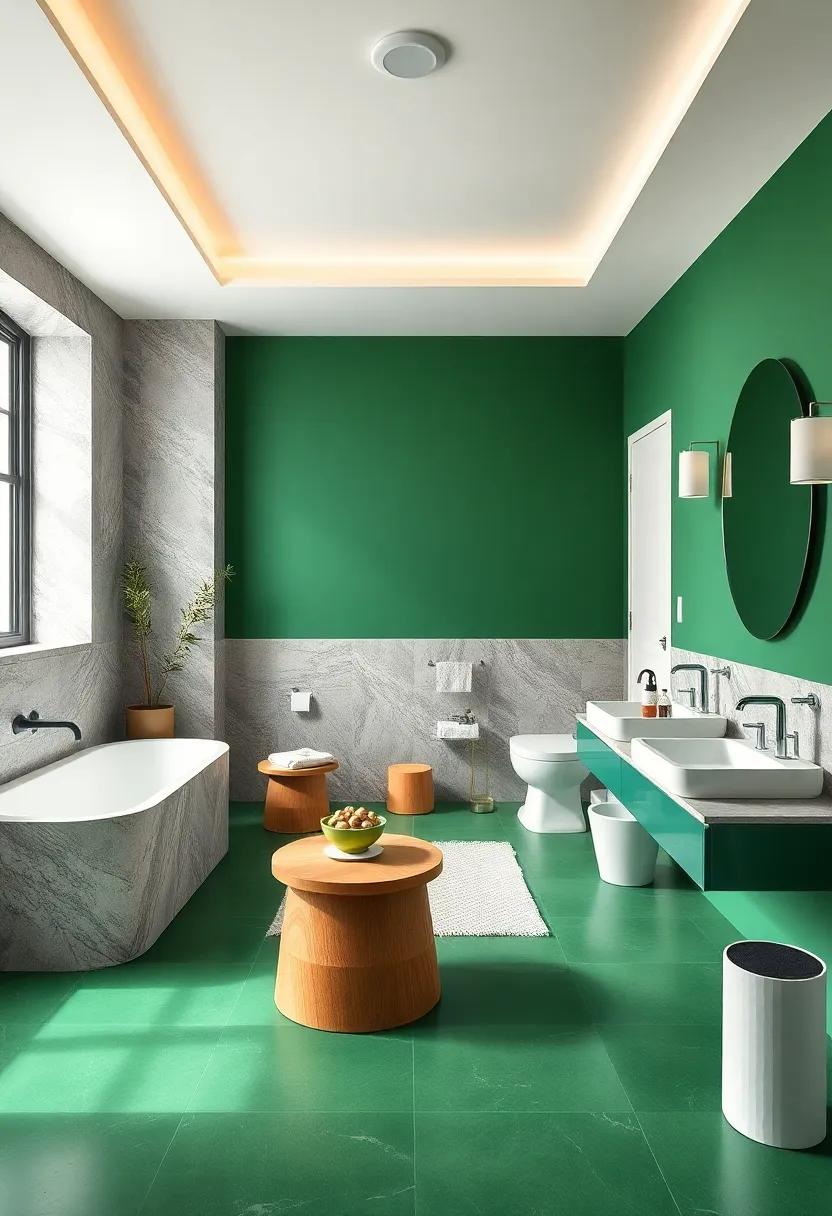 Daring Deep ​Green and Bright White: make a bold‍ statement with deep⁤ green walls‌ and striking white ⁢accents for a contemporary look