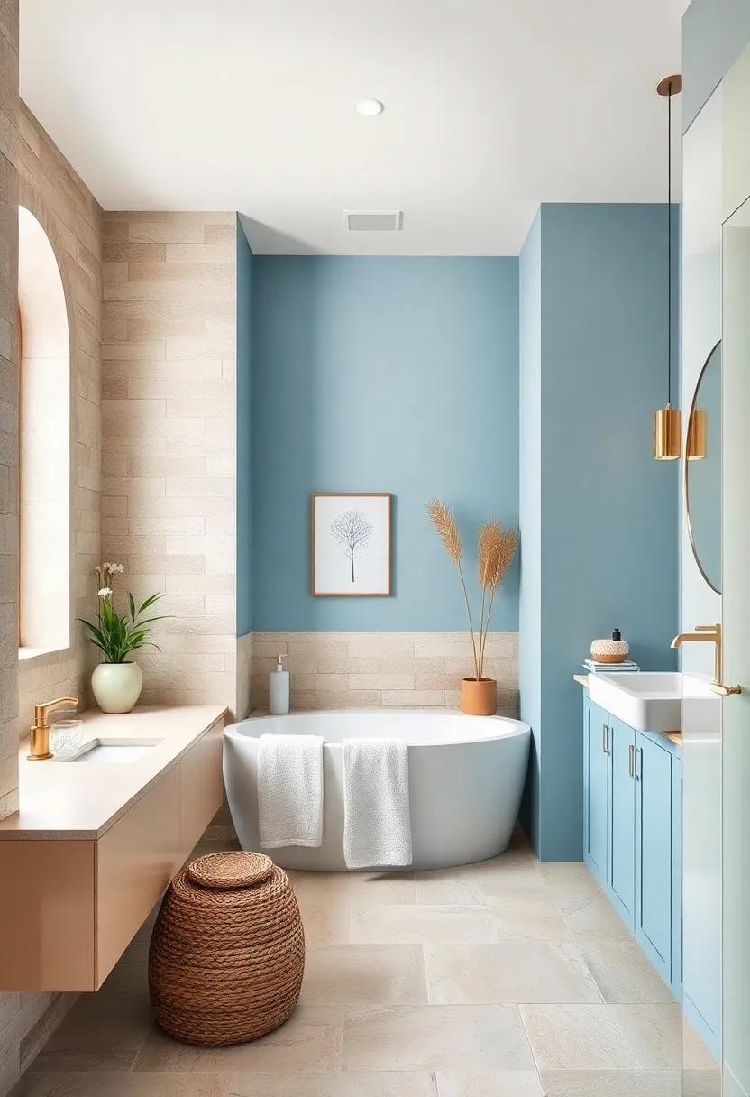 Tranquil⁣ sky⁣ Blue and Sandy Beige: Evoke a beachside retreat ⁤feel with⁢ sky blue ‍walls paired ‌with sandy beige accents