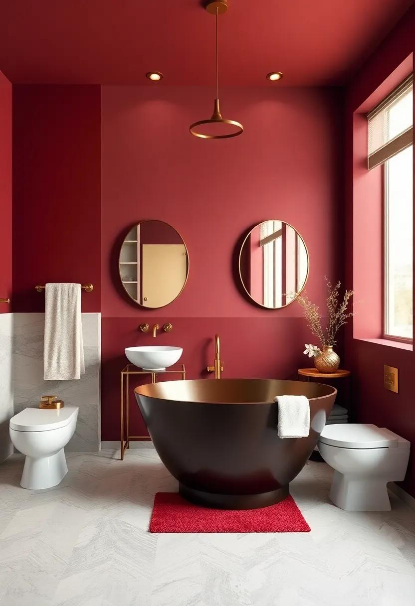 Luxe Burgundy and Warm⁤ Gold: indulge in⁢ opulence with ⁢rich burgundy⁣ walls accented by warm gold ⁤for a classy and inviting atmosphere