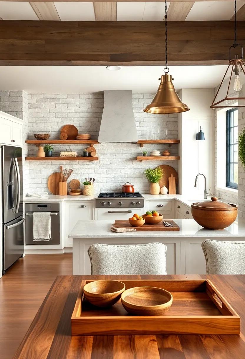 Accent with Decorative Wooden Bowls or‌ Trays