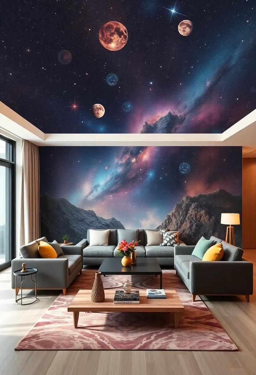 Cosmic Universe: Elevate your⁣ living room to celestial heights with mural designs​ featuring stars, galaxies,‌ and planets, inspiring wonder and⁣ imagination in‌ your ​space