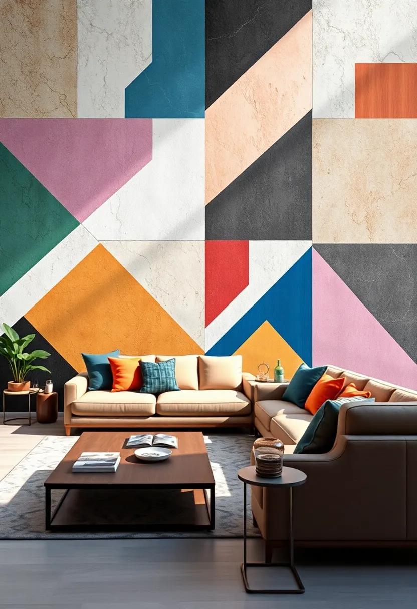 Abstract Geometric Patterns: Make a bold statement with striking geometric ‌murals that play with shapes, colors, and perspectives, adding a ⁣contemporary‌ flair to your decor