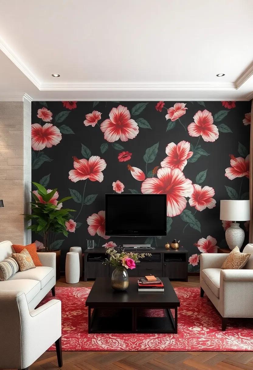 Melancholy ‍Hibiscus: Experience the elegance of hibiscus ⁣flowers against⁤ a rich,dark background,perfect for achieving a sophisticated yet ⁤cozy nook