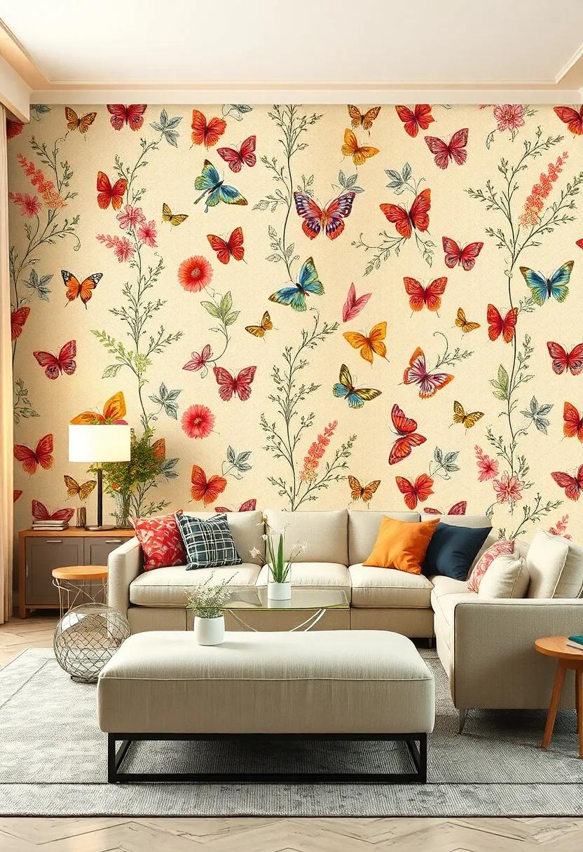 Whimsical ⁤Butterfly Blossoms: ⁢Bring a playful element to your decor with a​ design ​that combines colorful butterflies and scattered‌ small ⁢flowers—a youthful twist