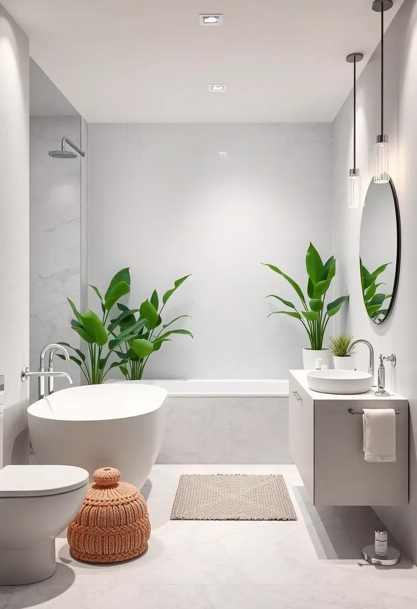 Integrate Greenery: Include ​white planters ⁤filled with lush greenery to bring life‍ to your bathroom without compromising the⁤ monochrome ⁢vision
