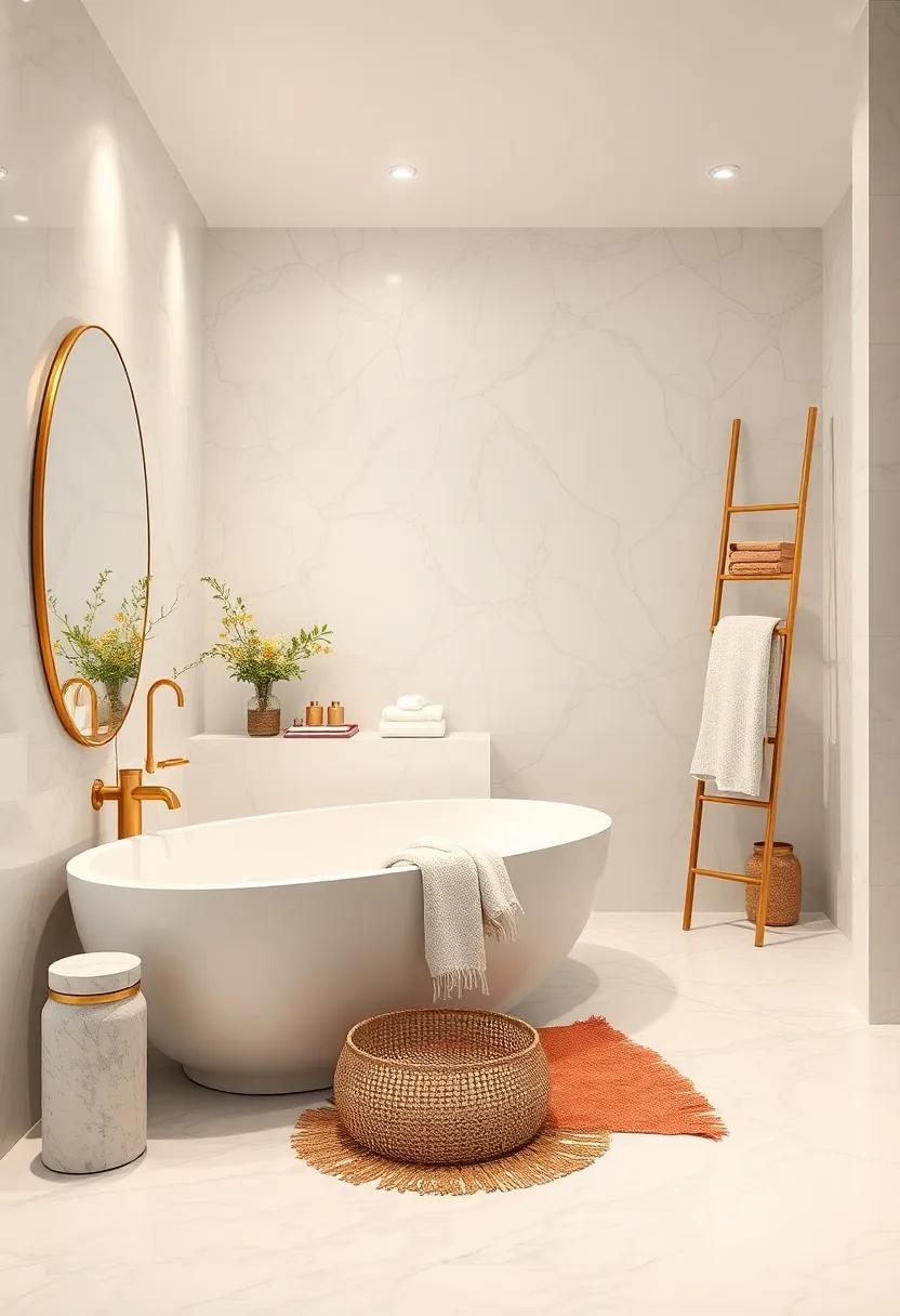 Incorporate a ‌chic brass ​ladder for displaying plush towels or magazines, merging‍ functionality ⁢with​ style