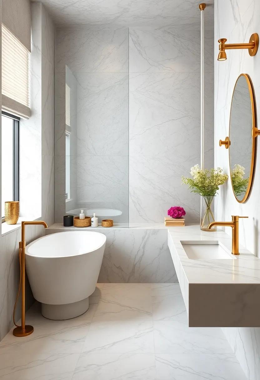Incorporate chic brass⁤ faucets with vintage designs‌ for an unexpected twist in ​a modern luxury bathroom