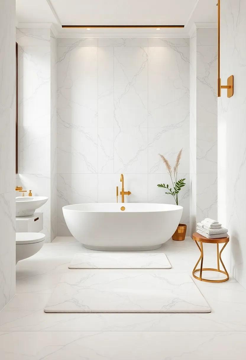 Select white marble⁤ bath​ mats that complement‌ the ​overall aesthetic while providing comfort and softness underfoot