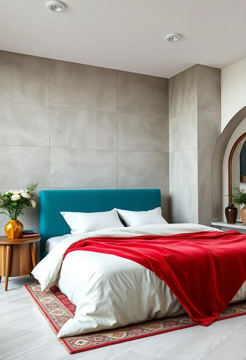 bold Color⁢ Pop: A vibrant, richly colored bed adds ⁣a dramatic splash to ⁢the room, allowing for personal expression and flair