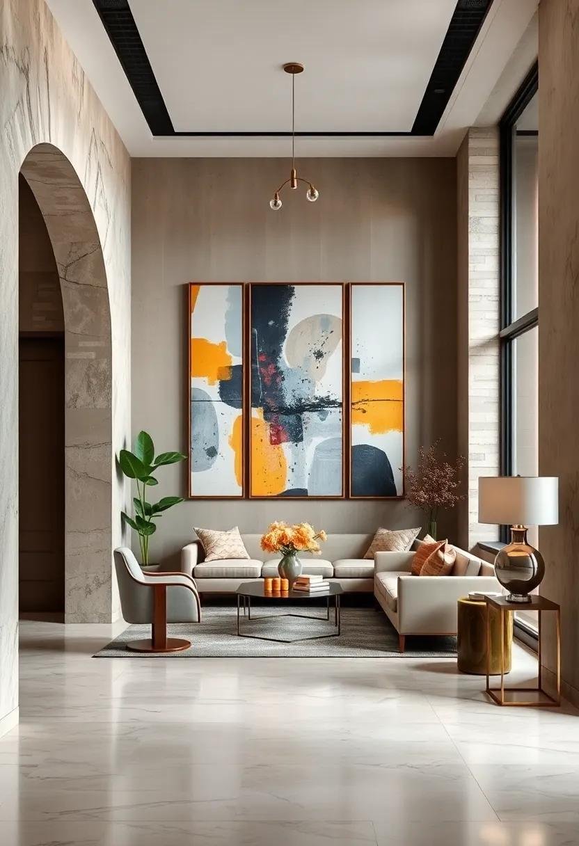 Create a Gallery Wall: Combine multiple pieces of abstract art in ⁤varying sizes and orientations for a⁤ dynamic and eclectic‌ look