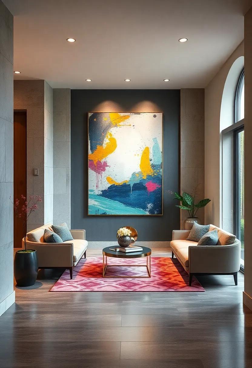 Experiment ​with Lighting: Use adjustable lighting to highlight your abstract art, creating a ​stunning effect that changes with the time of day