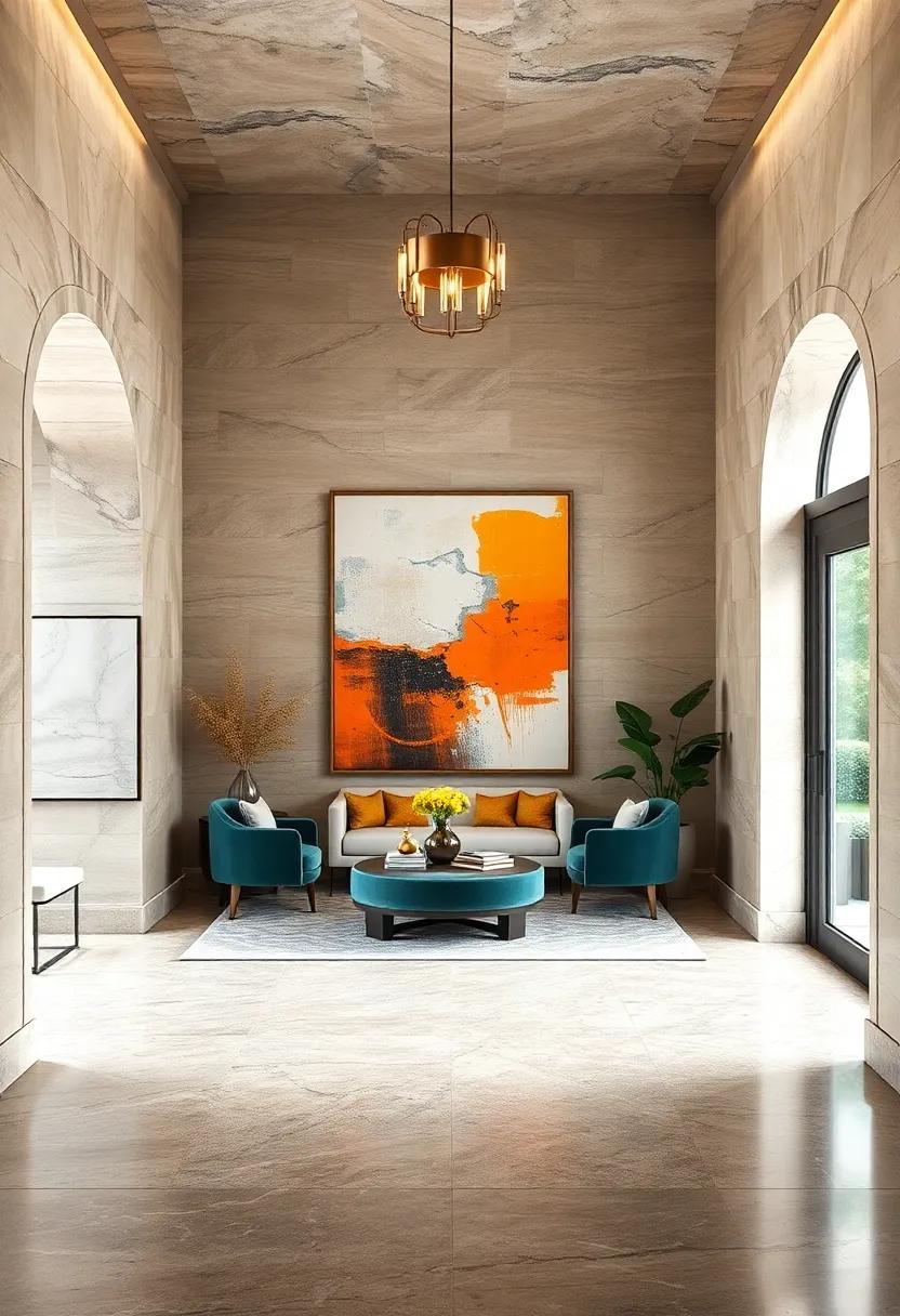 Use Art to Define Spaces: Position your abstract art strategically to demarcate ​different areas in an open-entryway layout