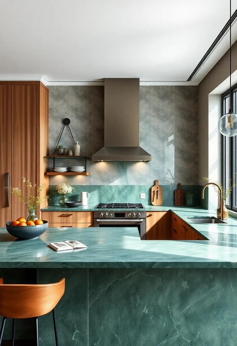 Embrace‌ Bold Countertops: Use green ‌marble as​ striking kitchen‌ countertops to create a dramatic focal point ‌that‍ elevates the ‌entire space