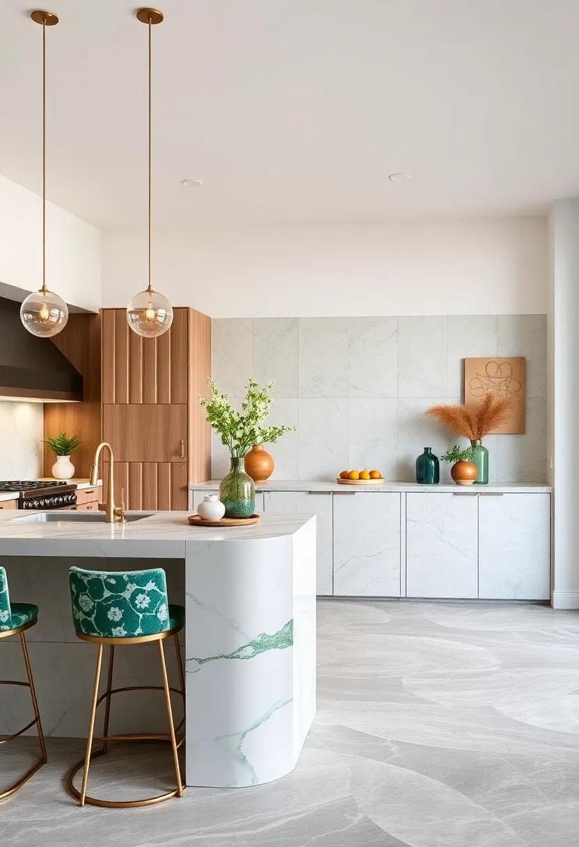Accent ‍Bar Stools: Opt for bar stools featuring⁤ green marble seats ⁣to add an elegant touch to your kitchen island seating