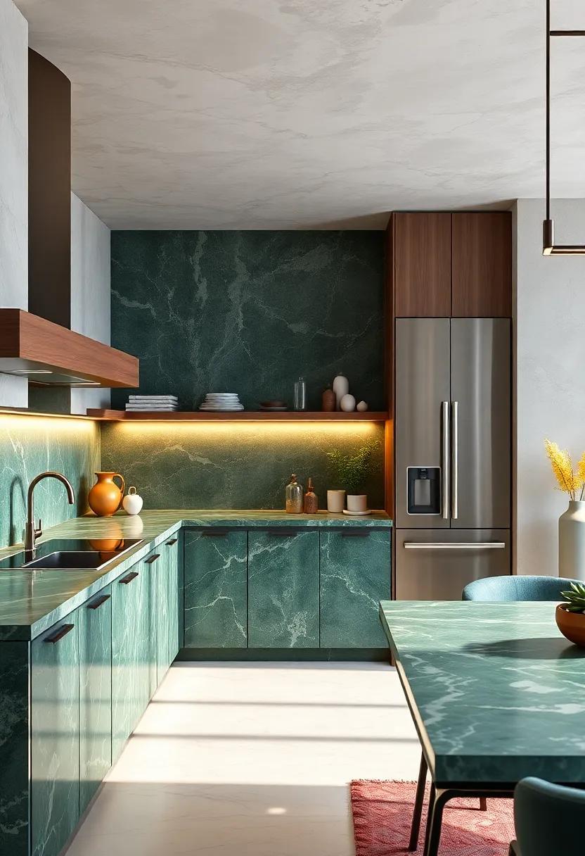 Accent lighting: Install ⁢under-cabinet lighting that highlights your green marble surfaces, enhancing its beauty⁣ and creating ‌an inviting atmosphere