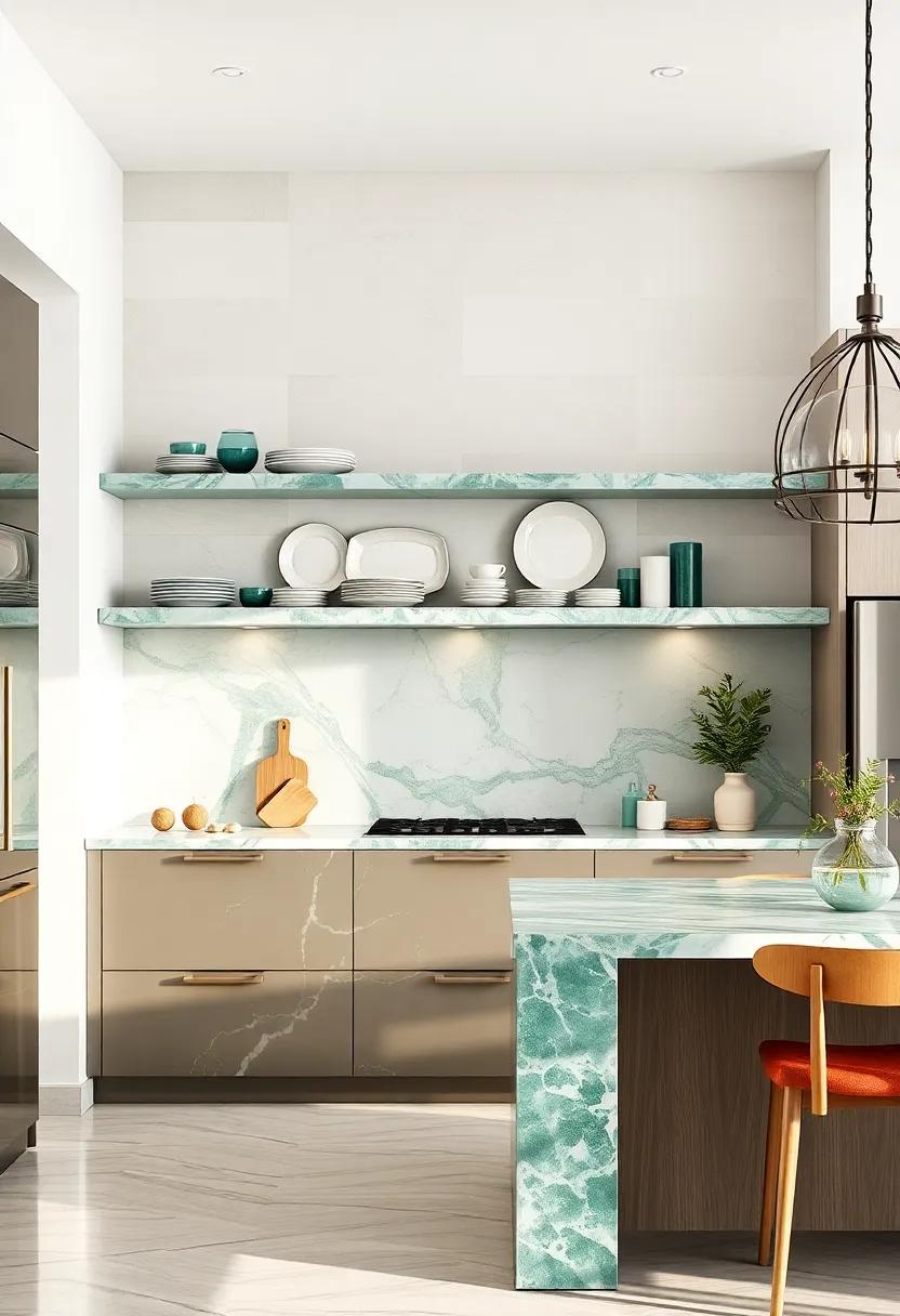 Style Open Shelving: Showcase beautiful green marble ​platters or bowls on ‌open⁤ shelving ⁣to integrate luxury into your everyday kitchen ⁢essentials