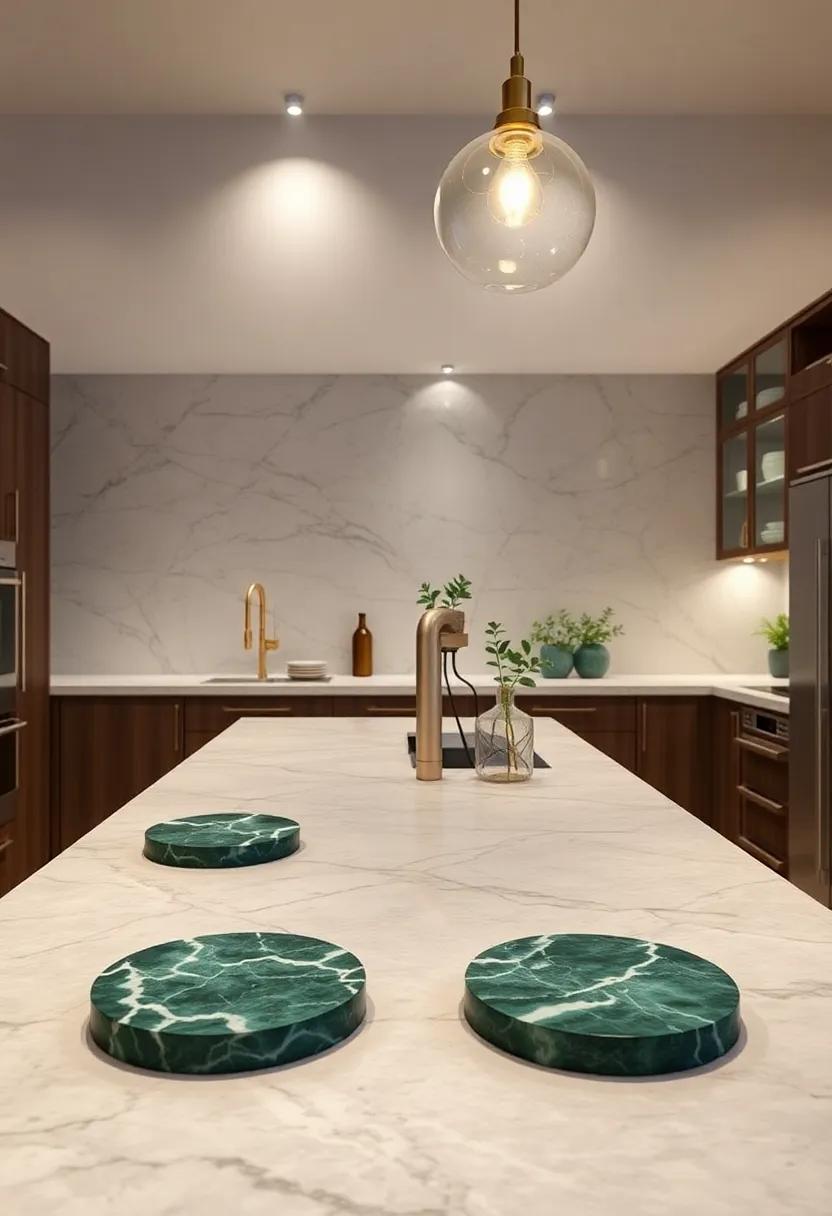 Introduce Marble Coasters: Use green ​marble coasters on ⁤your countertops to protect your surfaces while adding a sophisticated⁤ touch
