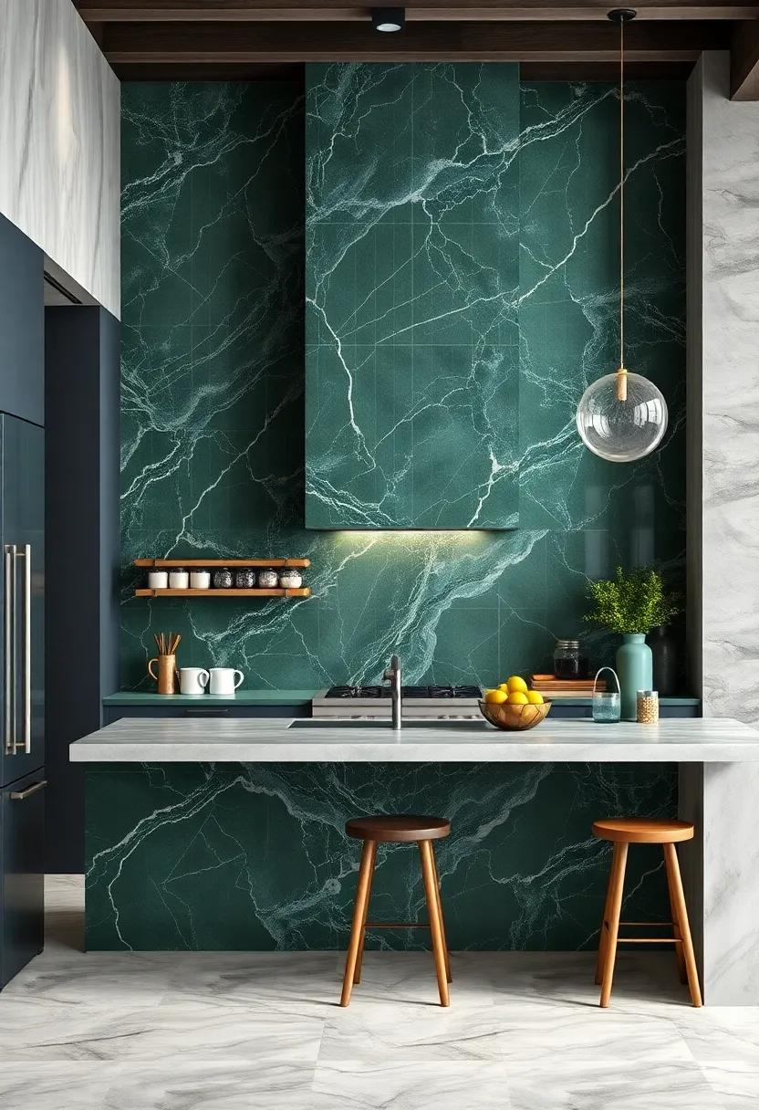 Develop a ‌Statement​ Wall:‍ use green marble ‌as an accent wall behind your ⁤stove or work area,turning a functional space into a work of art
