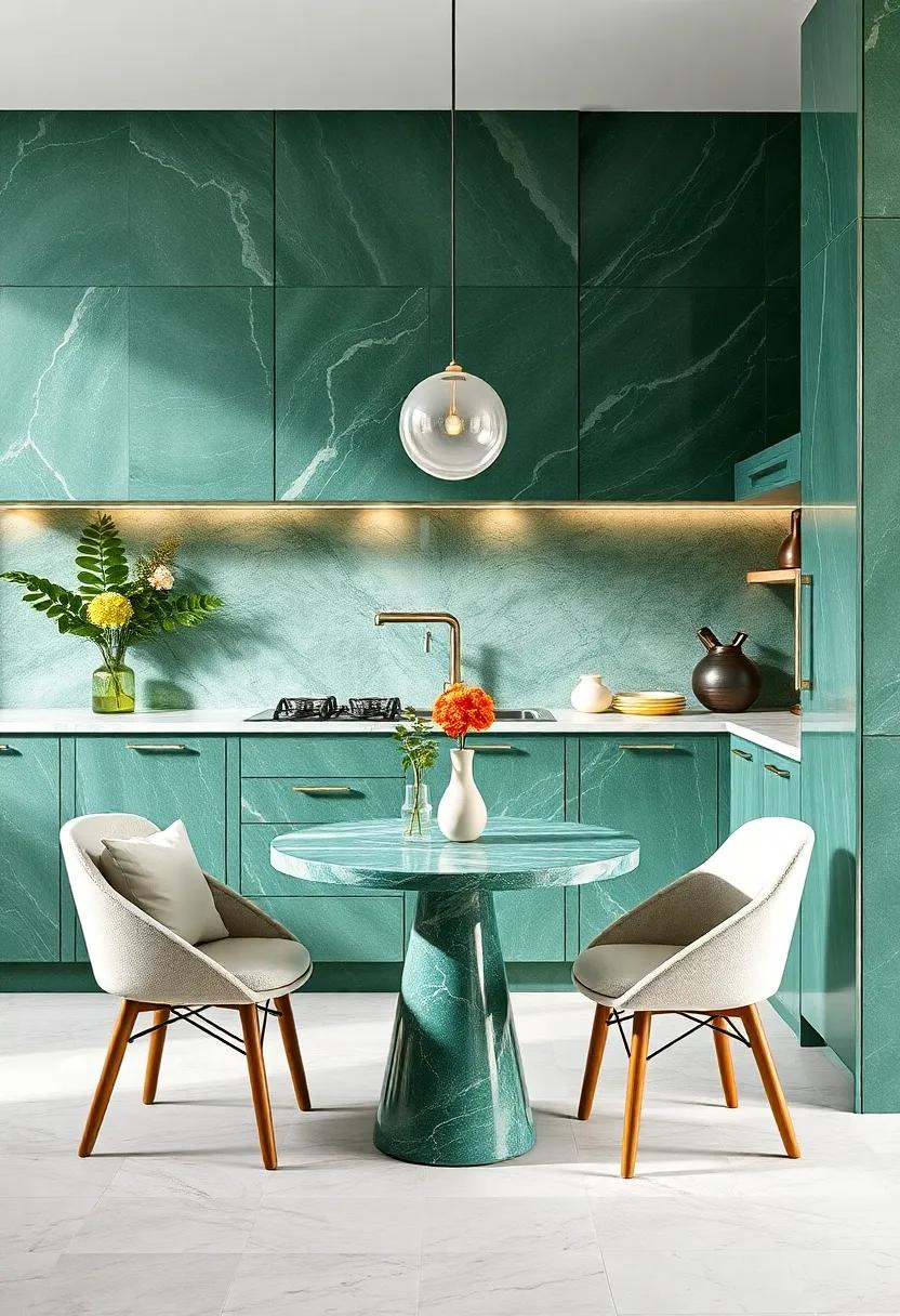 Design Elegant Kitchen Islands: Incorporate green marble into your kitchen island for​ a luxurious and ​functional centerpiece that‌ invites gatherings