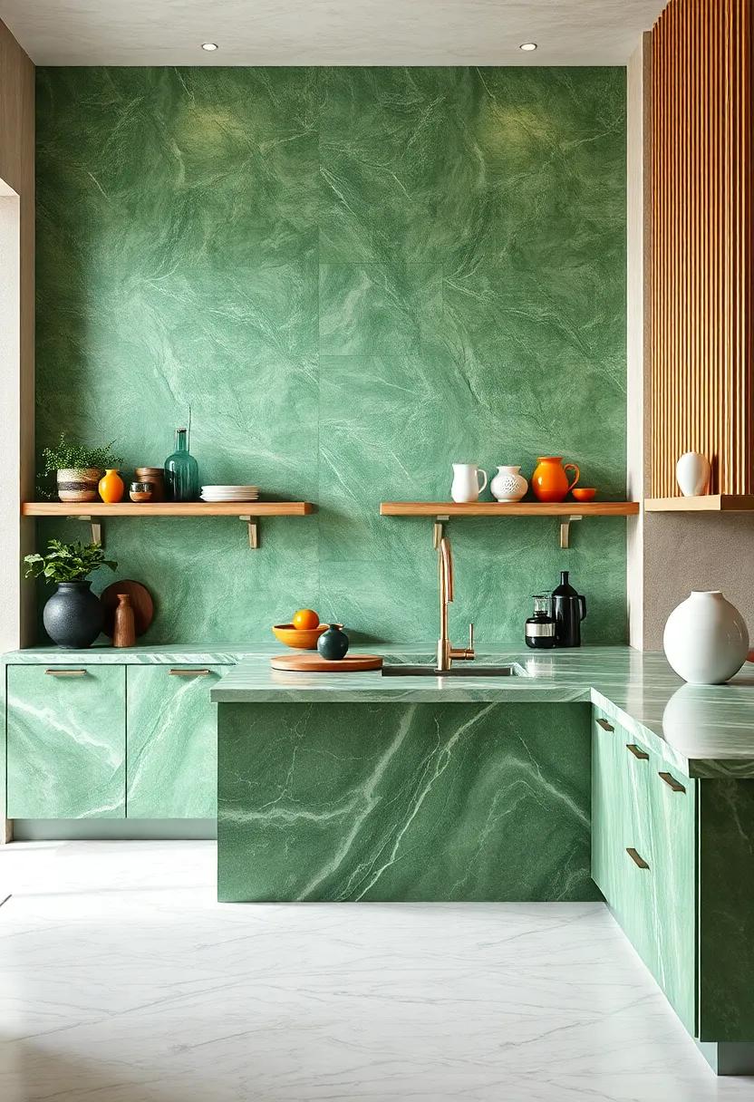 Enhance Your Coffee Station: Designate a green marble area for your⁢ coffee station, allowing for a ⁤chic ⁢and‍ functional spot ⁢to enjoy your morning brew