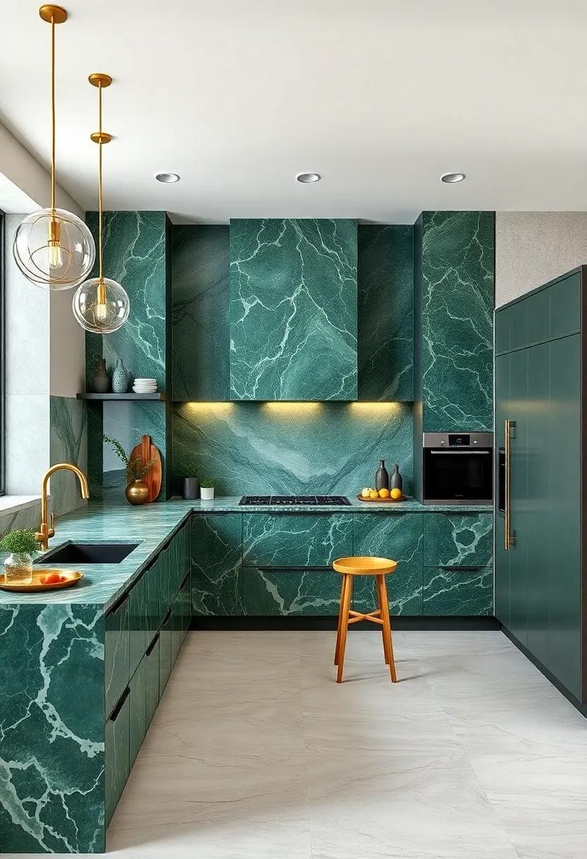 Combine with Metal‍ Finishes:‌ Pair green marble with gold or ⁤brass fixtures to achieve a luxurious, modern aesthetic that‍ speaks sophistication