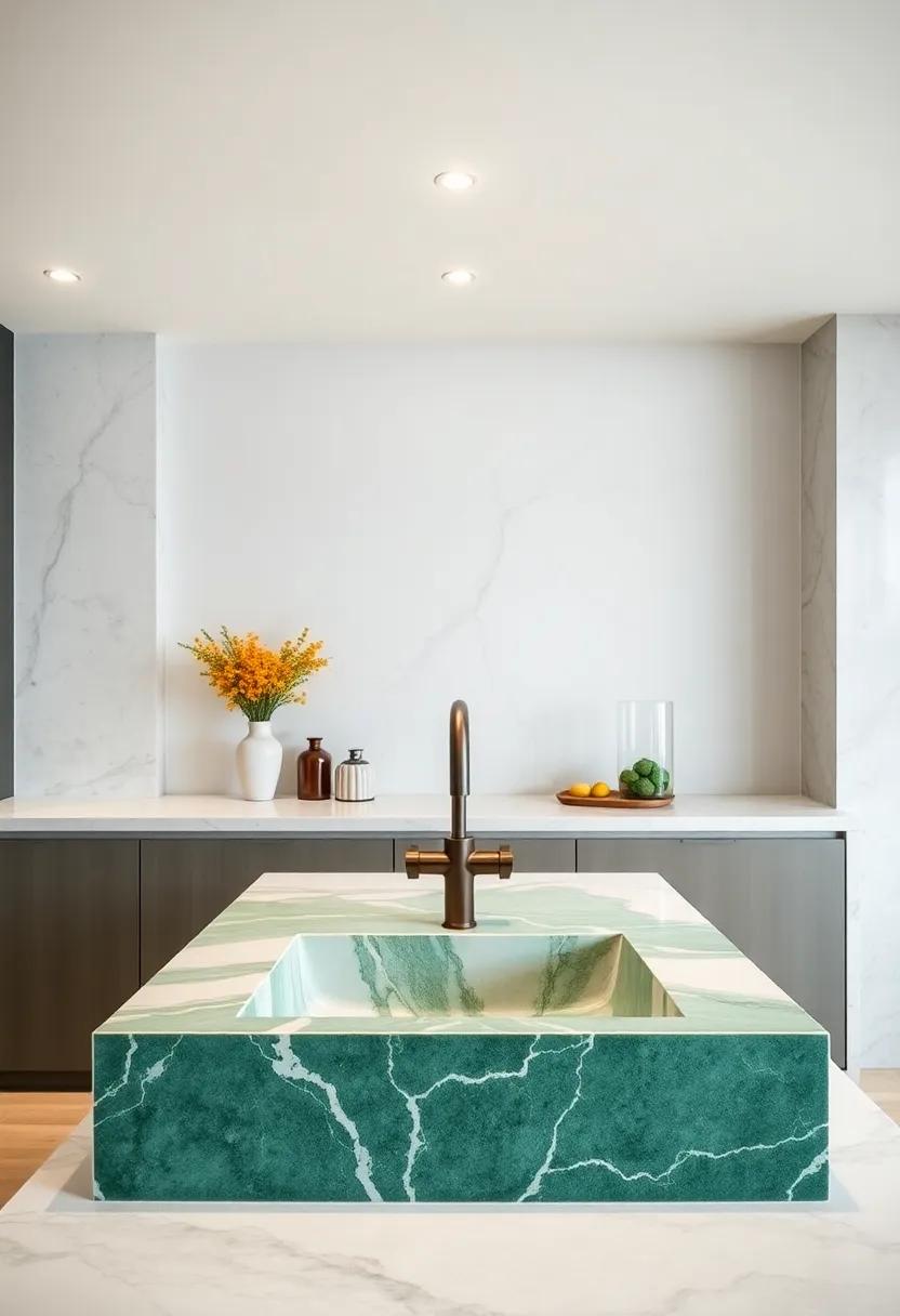 Implement a ⁤Marble Sink: Choose a green‌ marble sink‍ for an ⁤exquisite touch‍ that merges functionality with opulence