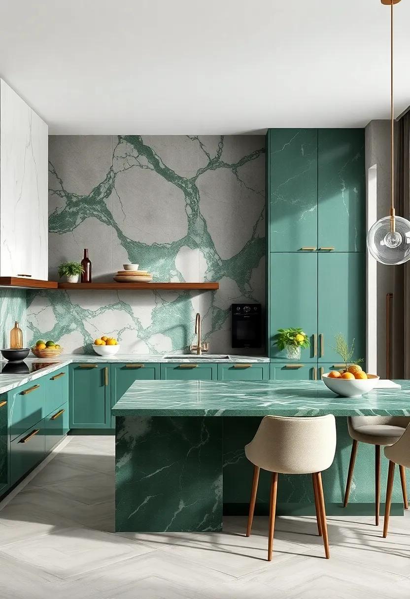 Use as a Color‍ palette Inspiration: Let the deep greens and veining of your⁤ marble dictate⁢ the color scheme ⁤of ⁢your kitchen, utilizing complementary hues in your decor