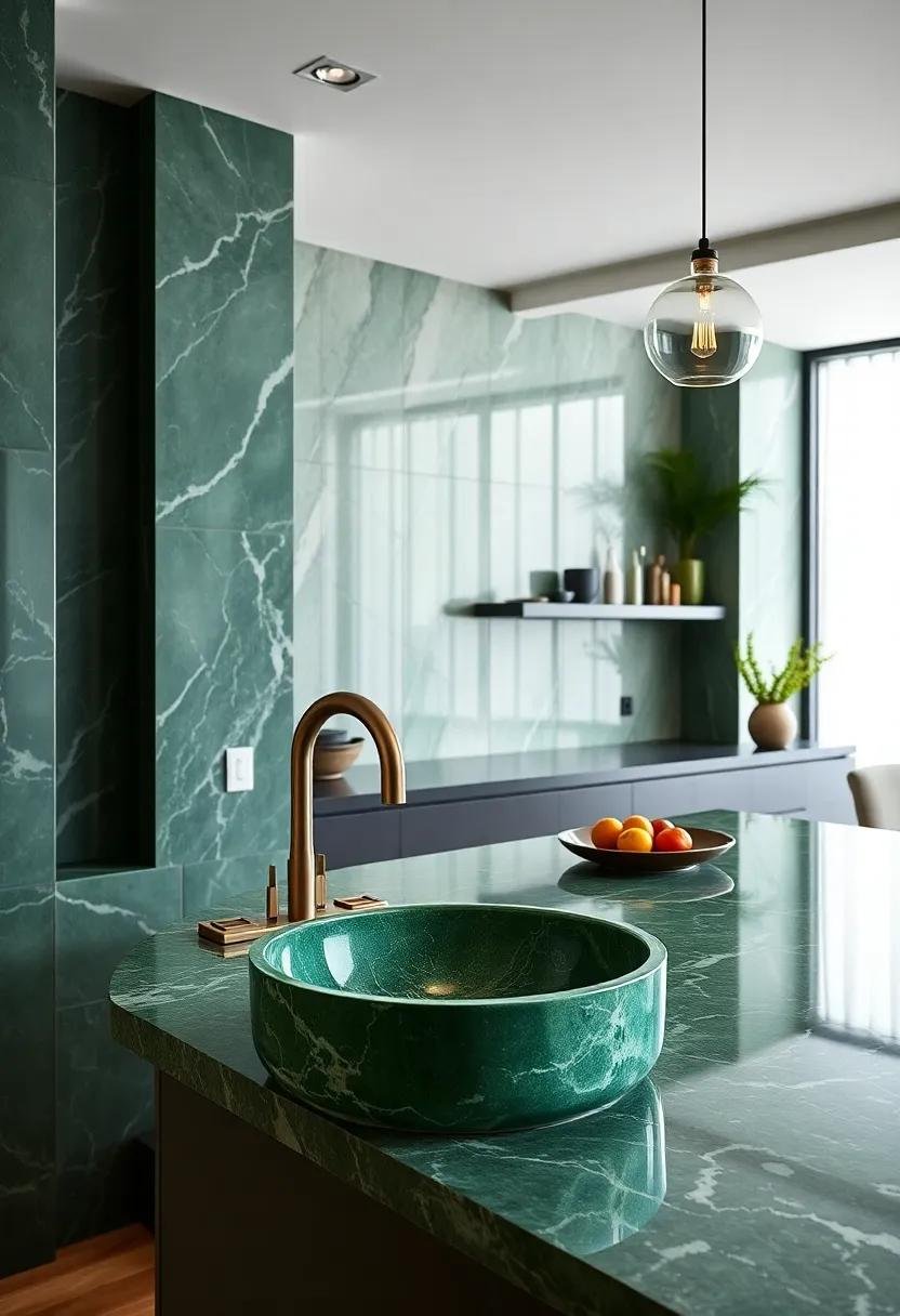 Highlight Fixtures: Choose ‍green marble for sink ‌or faucet fixtures to add a touch of‌ luxury and uniqueness to your kitchen design