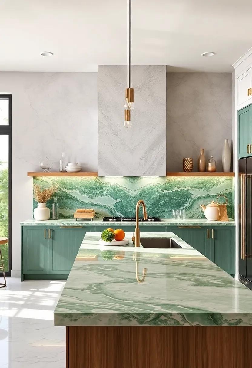 Create a Stunning Backsplash: Install a green marble backsplash to add a splash of color ⁣and sophistication while protecting your walls