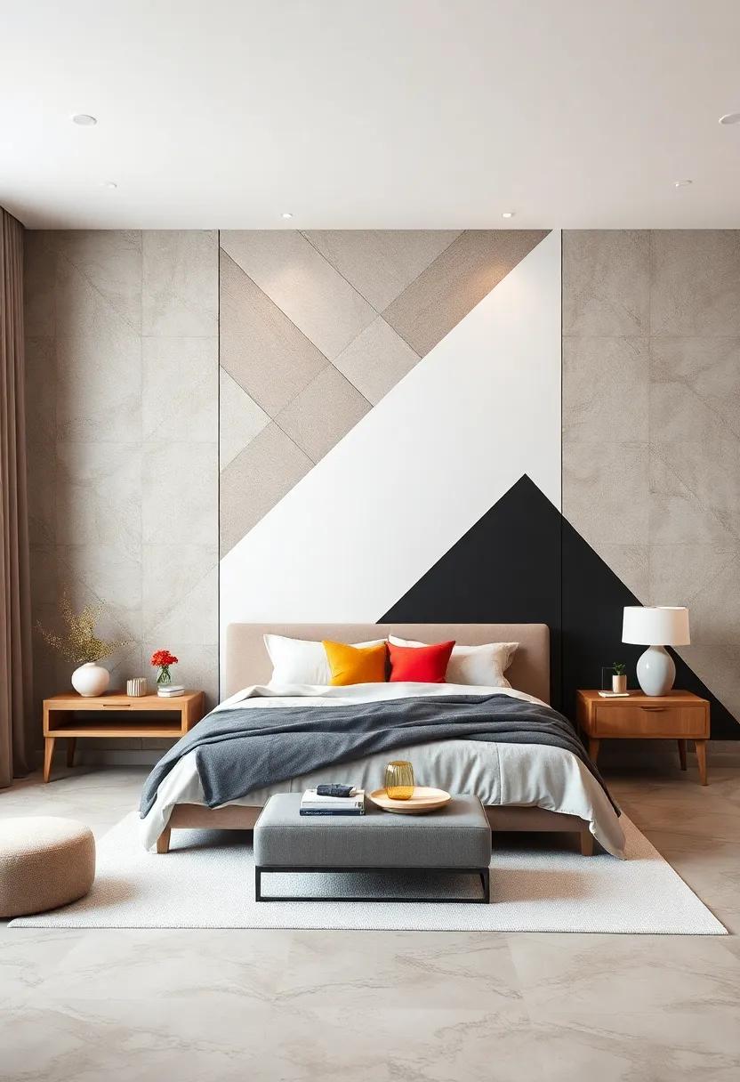 Go Bold​ with ⁤a‌ Geometric ⁣Pattern: Use painter's tape ⁣to create‍ striking geometric shapes in a monochrome ⁢color palette that adds depth⁣ without overwhelming⁤ your serene⁣ environment