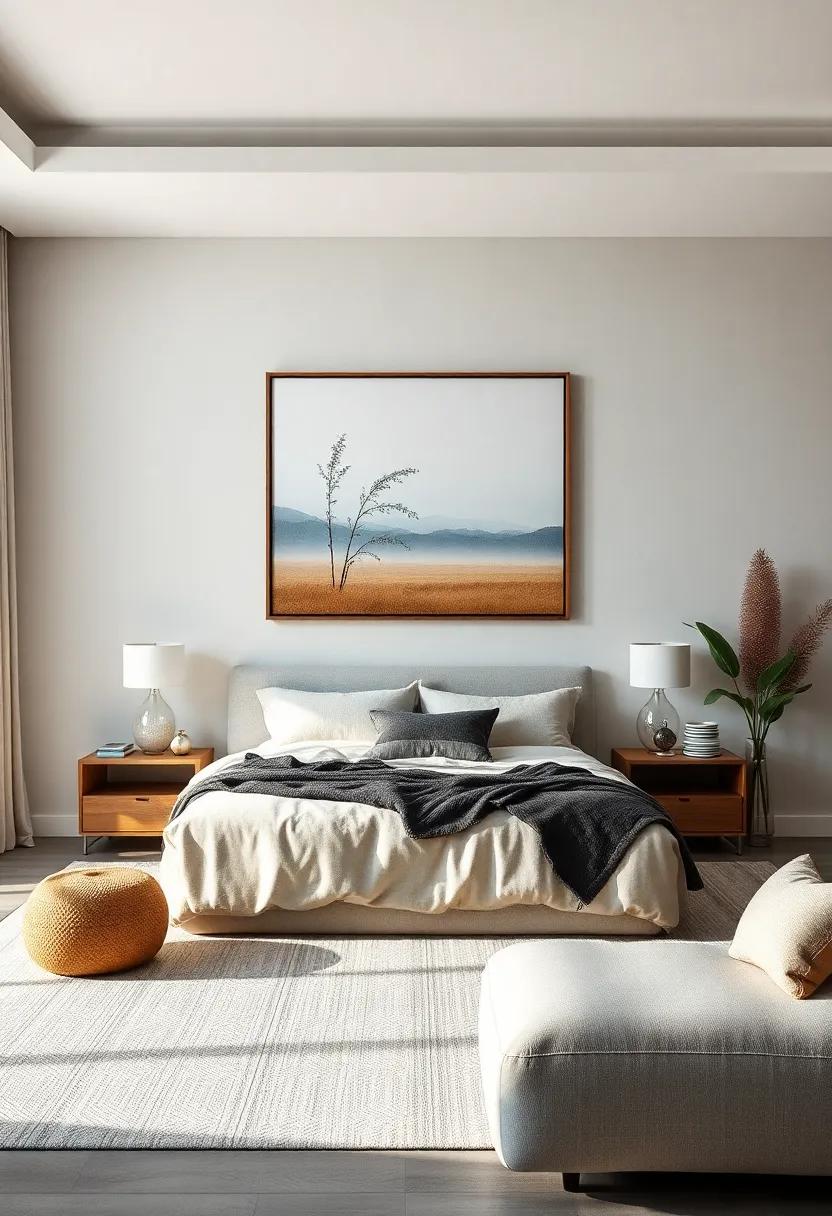 frame a Natural ⁢Canvas: Hang a large piece of canvas showing a simple⁤ nature scene or abstract design⁢ that grounds the room in organic beauty