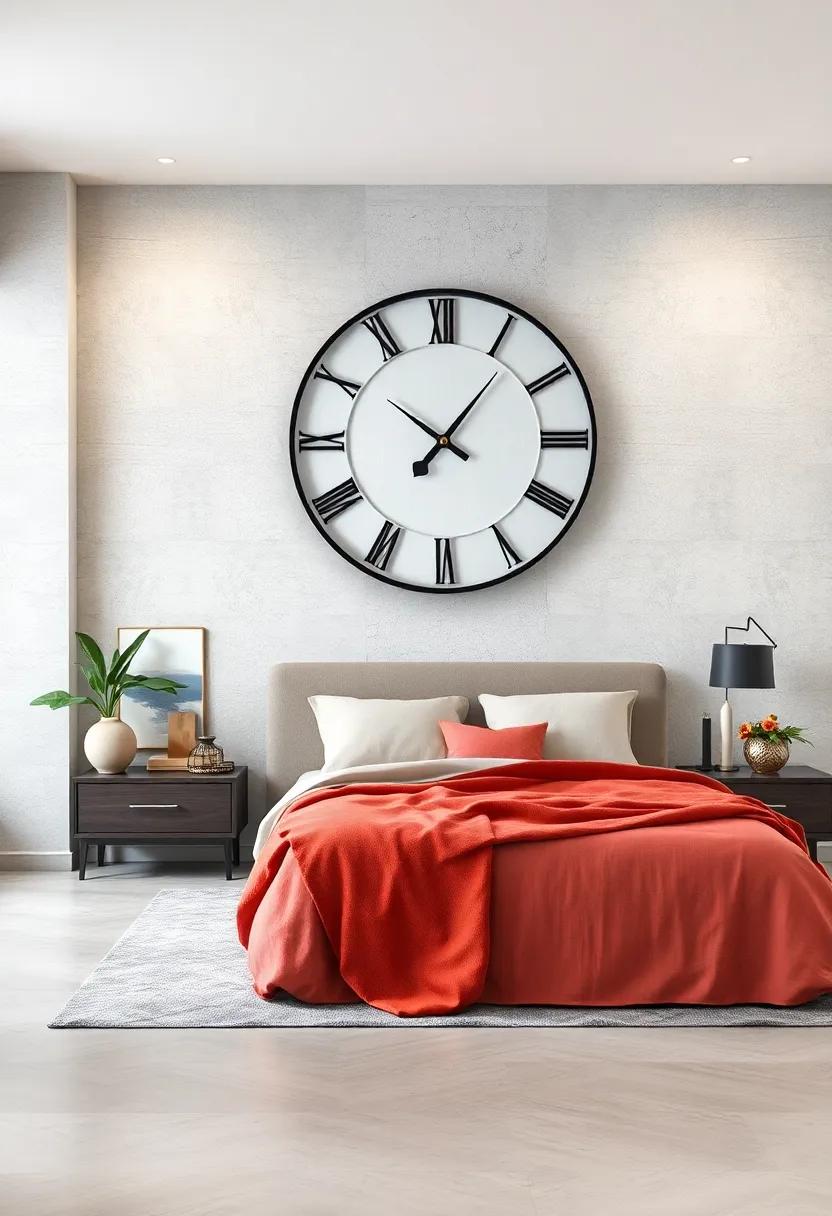 Hang a Large ⁣Clock as a Statement Piece: Choose a ‌sleek,⁢ oversized clock that adds functionality and style, ⁤serving ⁤as a striking focal‌ point on ​the wall