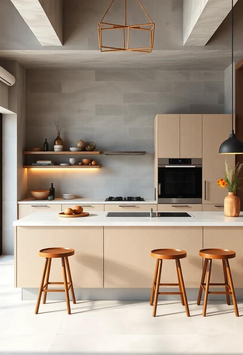 A creative layout distinguishes ⁢this kitchen,⁤ where handleless​ cabinets elegantly enclose appliances, resulting in a ‌clean and sleek overall look