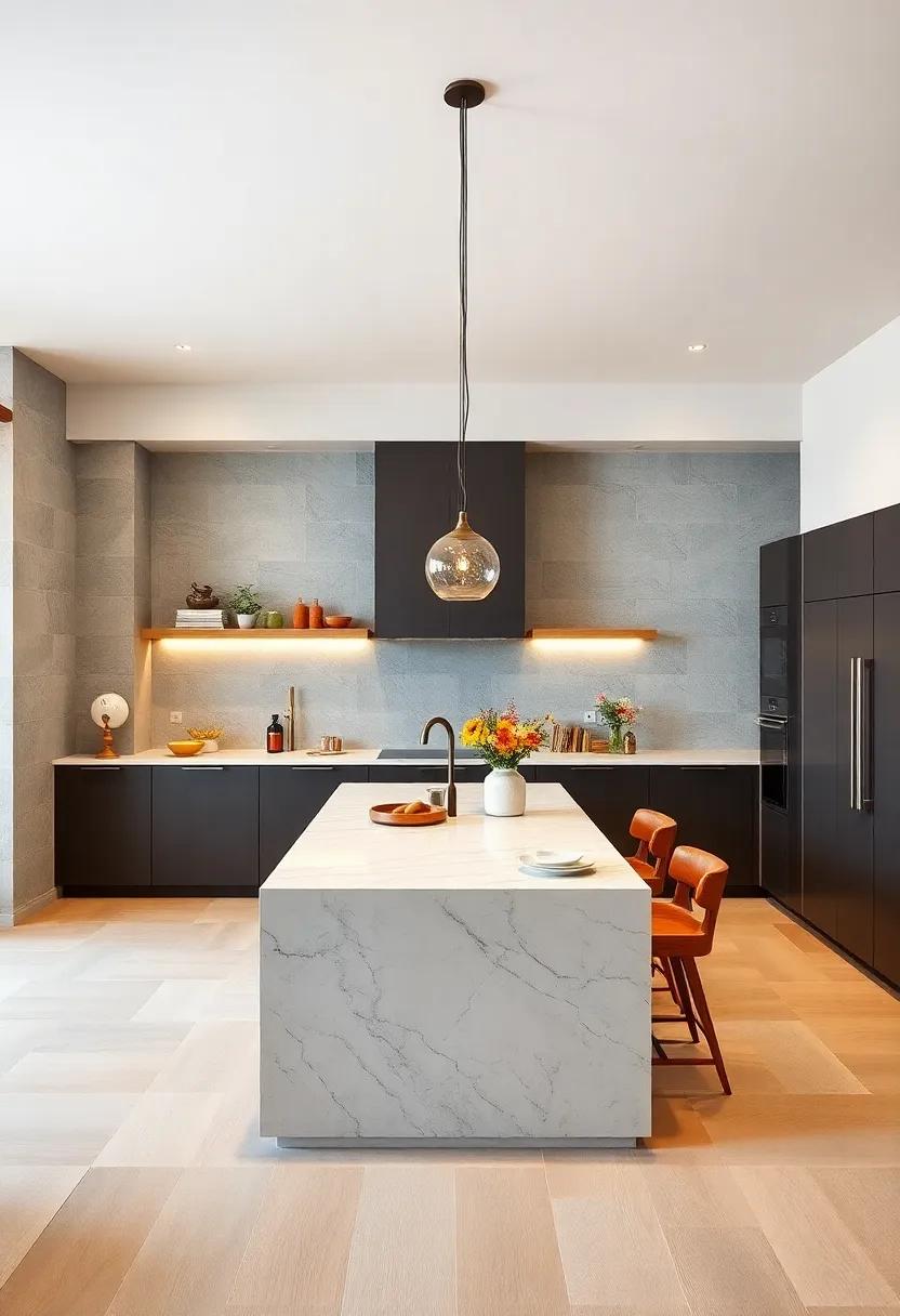 Featuring ‌an⁤ open layout, this minimalist kitchen showcases a stunning combination of handleless cabinetry and a stunning marble island that serves as the centerpiece