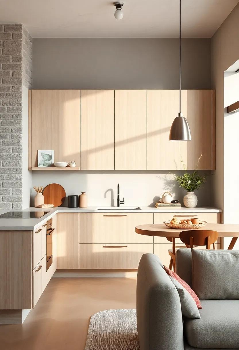 This Scandinavian-inspired kitchen showcases handleless cabinets in light‌ birch wood, ‍harmonizing perfectly with the bright, ⁤inviting space