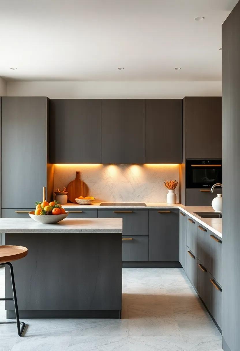 A unique ⁢take on minimalism, this kitchen features handleless cabinets⁣ with a textured finish that adds depth and interest while maintaining ‍a clean line