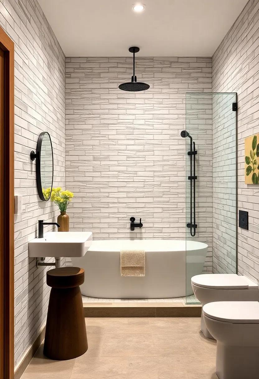 Statement⁢ Shower areas: Find inspiration in ⁣dramatic shower areas fully clad with subway tiles, serving as a stunning ⁤centerpiece in your modern farmhouse‍ bathroom