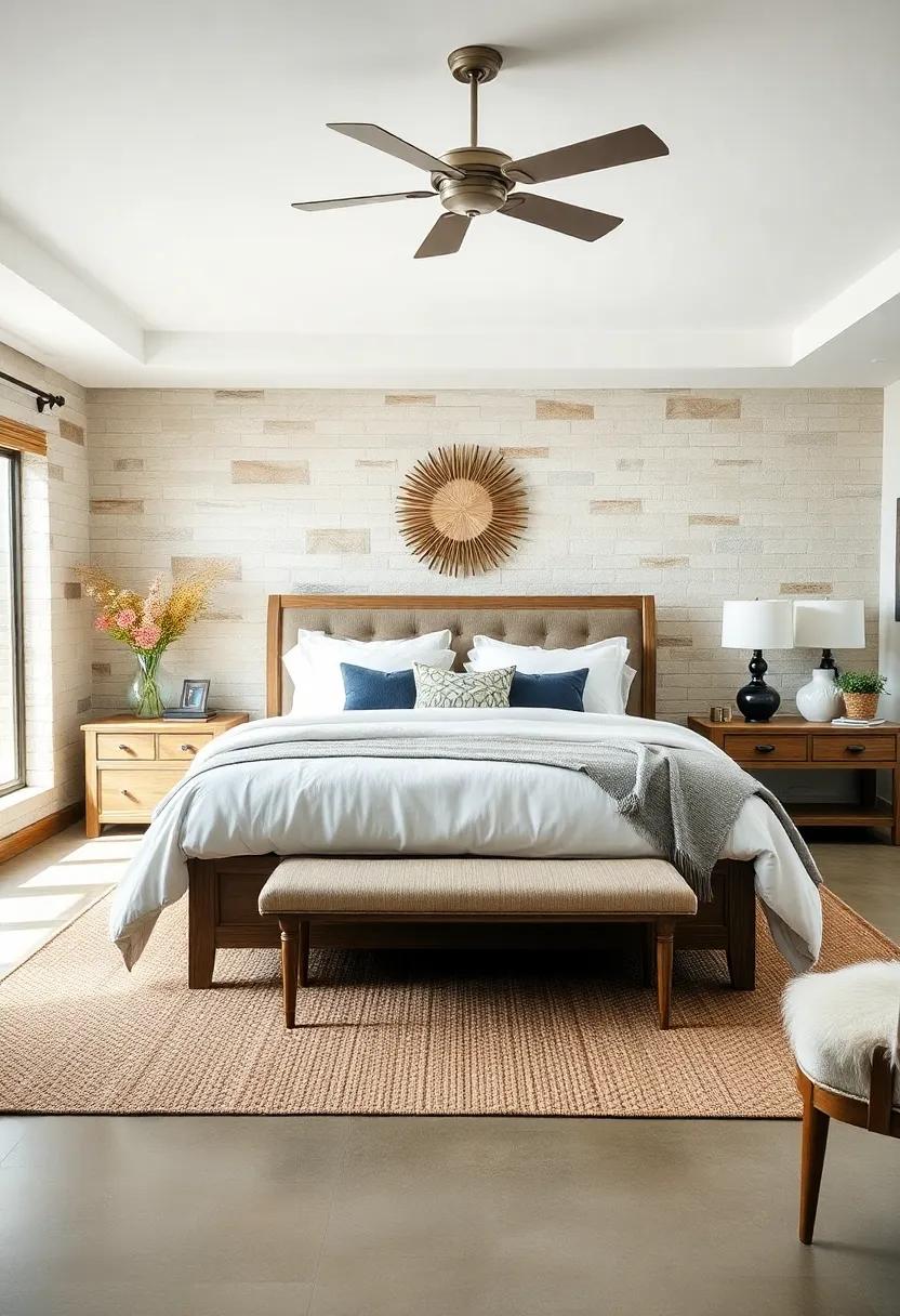 Indulge ⁢in luxury‍ with‌ a stately sleigh bed ⁣surrounded⁣ by⁢ elegant ​decor that ‌maintains the⁢ farmhouse charm while infusing a touch of ‌modernity