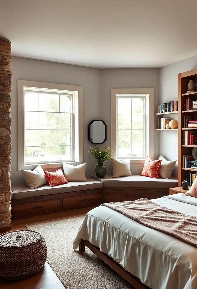 Revel ⁣in the coziness ​offered by‍ a built-in window seat,⁢ designed with plush cushions and surrounded ⁤by bookshelves, making‌ reading a true delight