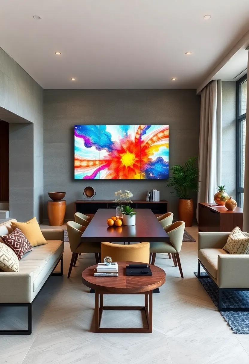 Incorporate Colorful Wall⁢ Art That doubles as a ⁢Projection Surface