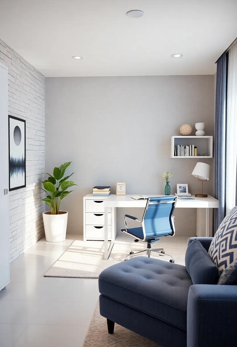 Create a Functional​ Study Space with a ​White ​Desk and Navy Office ‌Chair