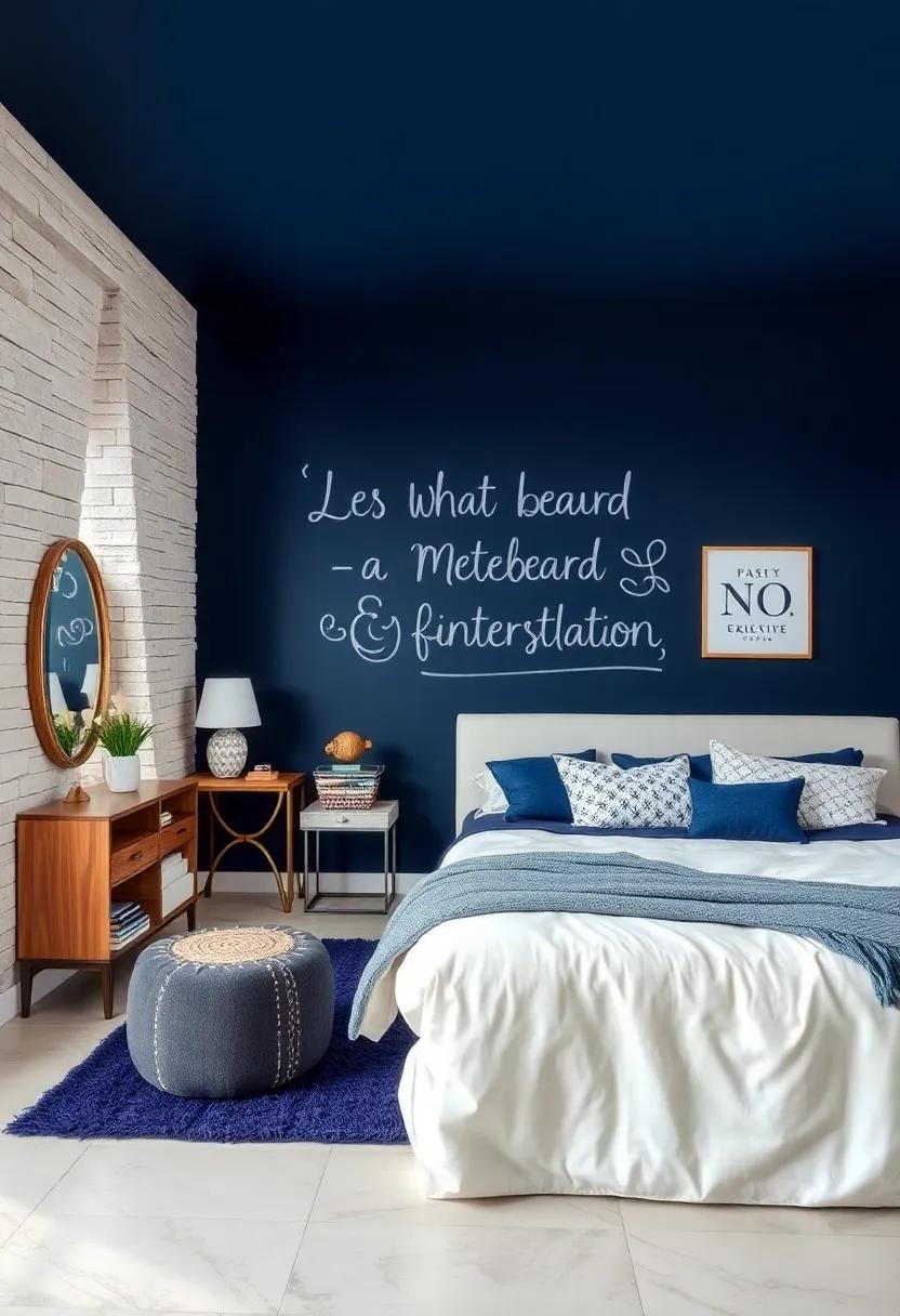 Add a Chalkboard Wall in navy​ Paint for Creativity and Ever-Changing Art