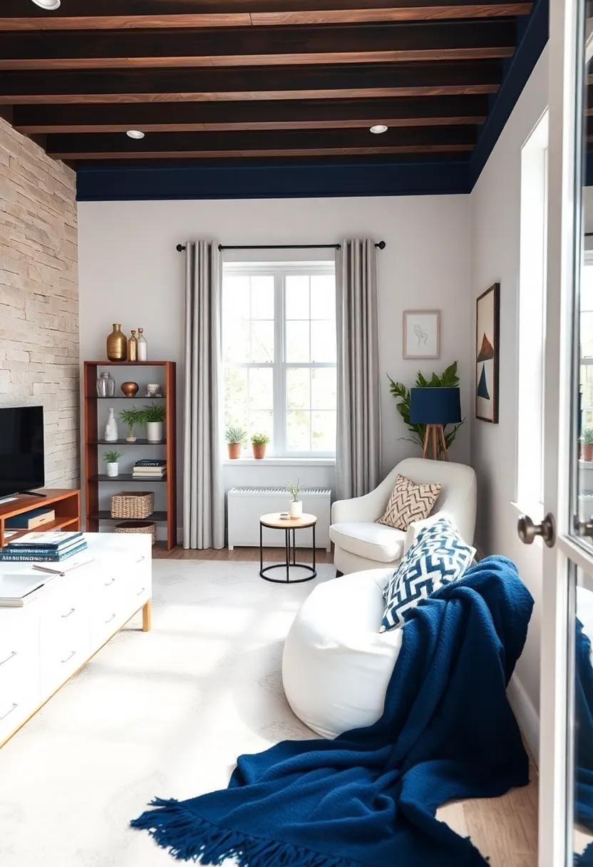 Create a Cozy Reading‍ Nook with a Bean Bag Chair and a Navy Throw Blanket