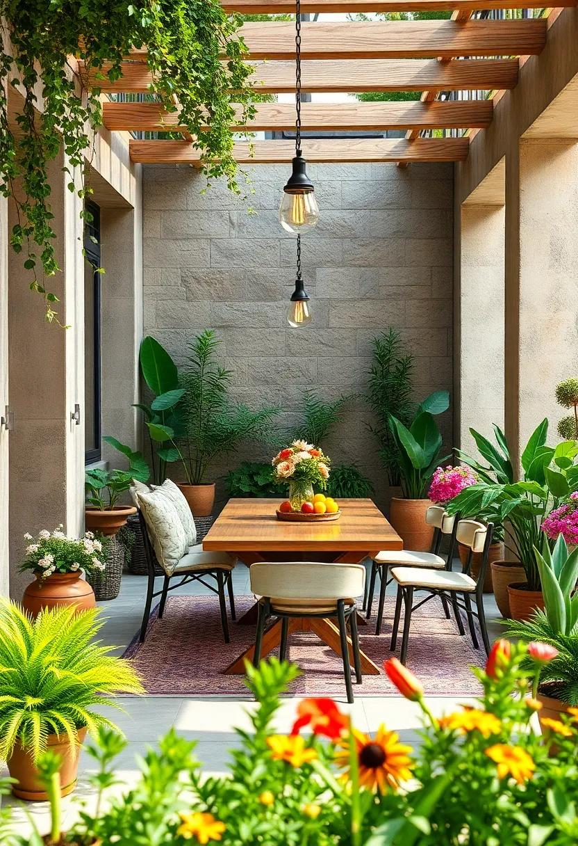 Enchanted Garden Vibe: Surround your dining area⁢ with potted plants and blooming flowers for a picturesque escape into nature