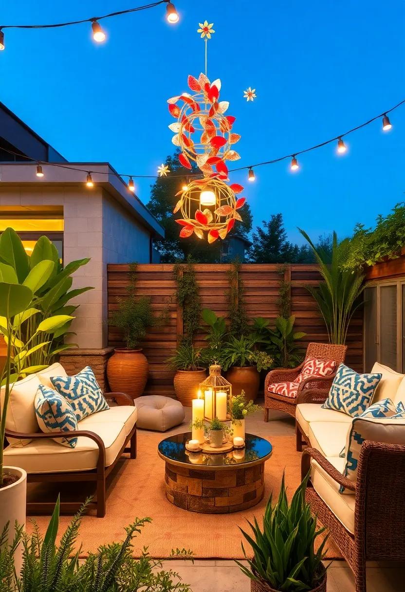 Floating‌ Gems: Incorporate wind‌ spinners ⁢with hanging elements that drift down⁤ and dance in the air, enhancing movement and liveliness ⁤in your patio decor