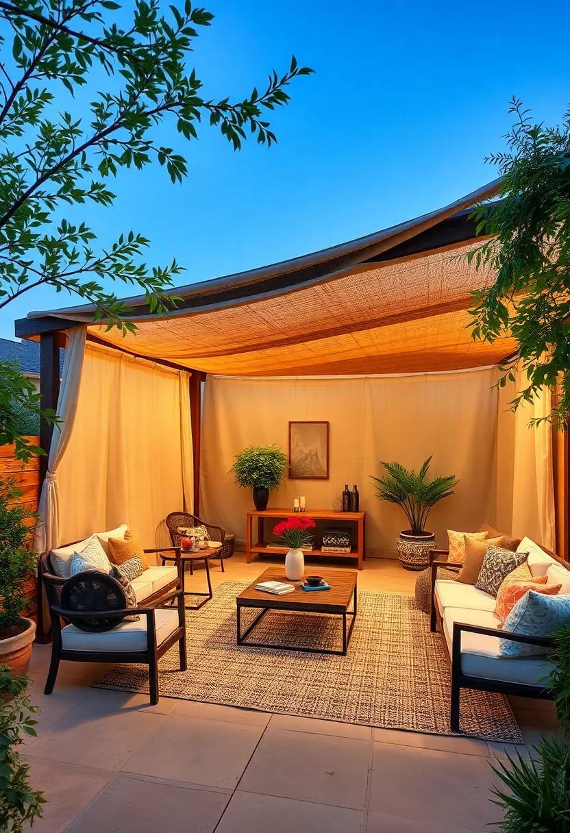 Rustic Retreat: Embrace a cozy backyard aesthetic with the Rustic Timber Canopy, ⁢featuring a wooden frame and natural fibers ‌that create a warm and inviting retreat