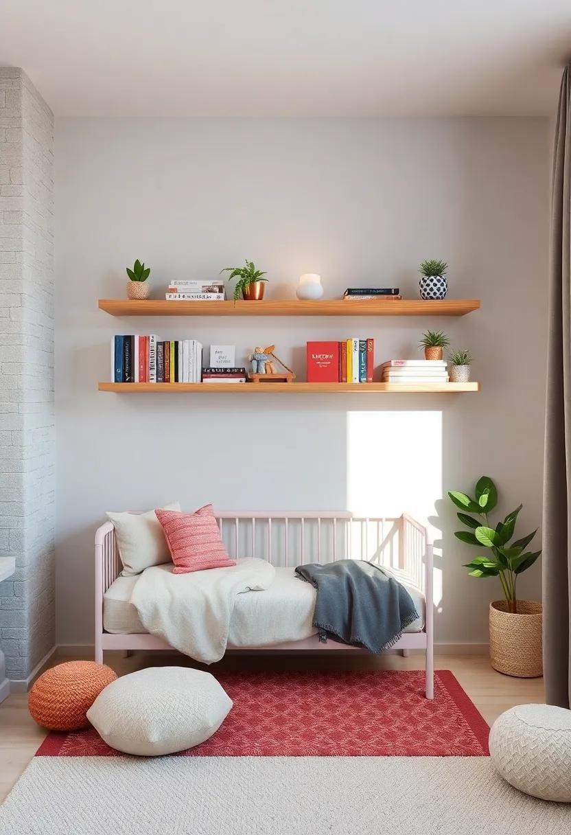 Floating Shelves: Use ‌stylish floating ​shelves to display books ⁤and toys​ while keeping⁣ the floor space open ‍and ‍airy