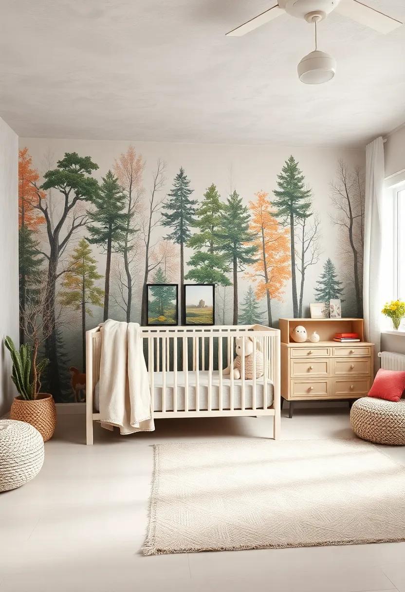Wall⁣ Murals: Consider a⁤ mural of ⁢a⁢ serene forest or whimsical ⁢animals to create ⁢an enchanting‍ backdrop for the nursery