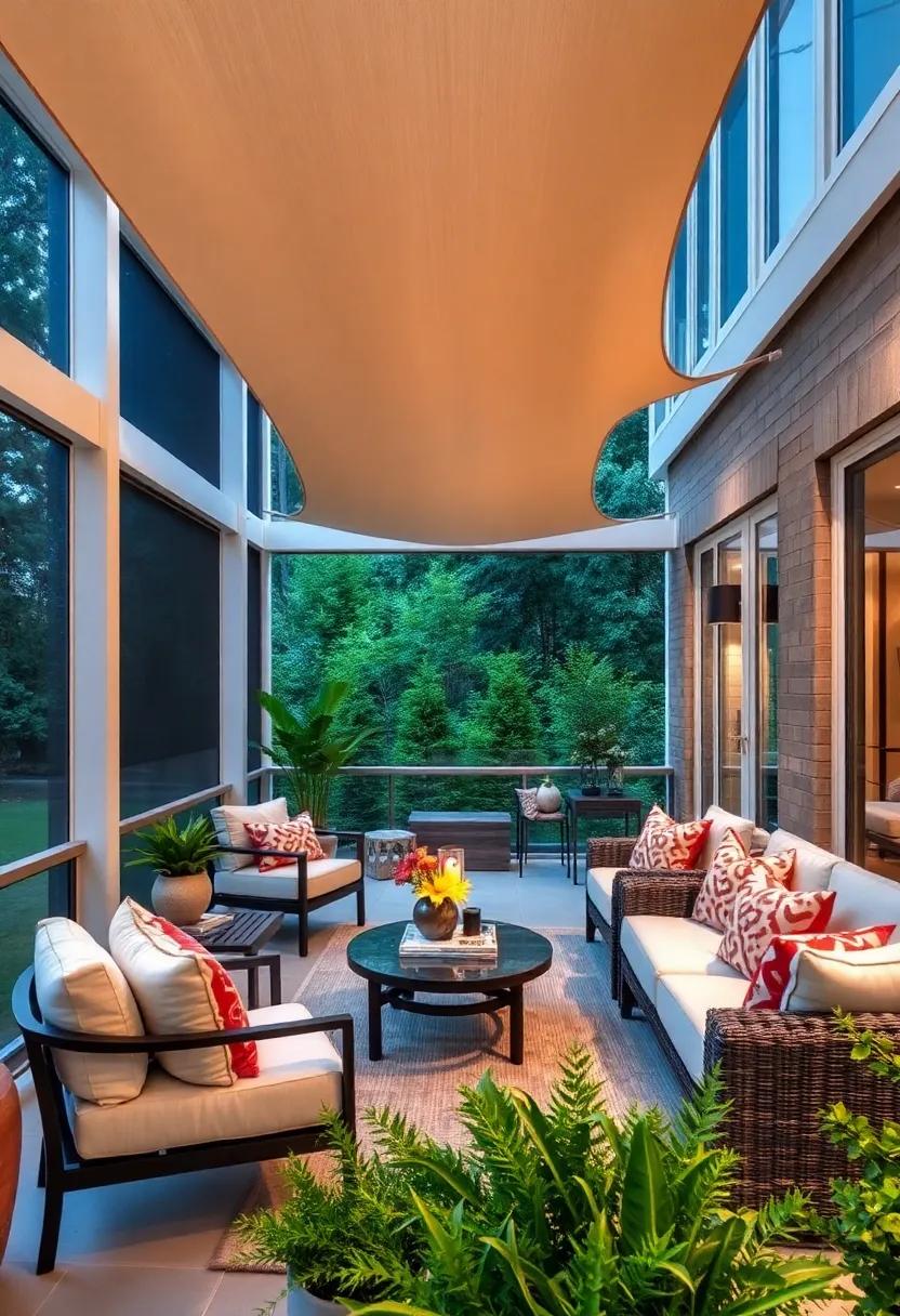 Shade Sail Inserts: Transform your screened porch with stylish ‌shade sail inserts that not ‌only add a contemporary flair but‍ also⁤ provide significant ‍UV protection for​ outdoor⁤ spaces